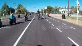 Motorcyclist run over by own bike in wheelie fail