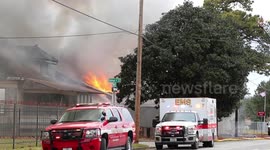 Firefighters attend house fire in Texas city of Beaumont
