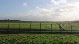 Storm Elanor vs aeroplane take off at birmingham airport