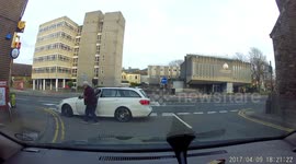 Merc blocking road with full premeditation as shopping is more important