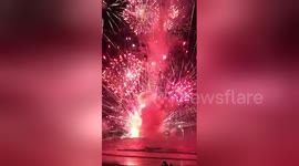 Barge carrying fireworks catches fire off New South Wales beach