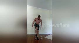 US fitness guru attempts to balance on wine glass