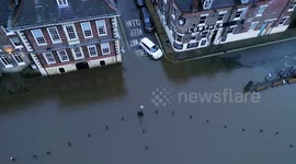 River bursts banks flooding historic UK city of York