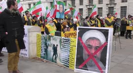 Anti Rouhani regime protest outside Downing Street, London, UK