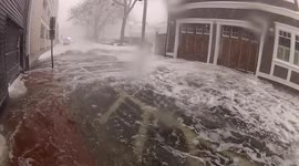 Cameraman takes direct hit in Massachusetts floods