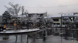 Time lapse in front of Hida-Furukawa Train station on 26 Dec 2017