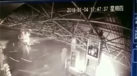 Petrol station canopy collapses under weight of snow