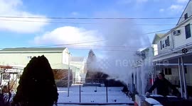 Freezing temp.  Boiling water = snow