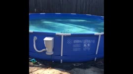 Frozen Pool in Pensacola/Forida. Freeze weather in Florida freezes water in the pool! North America Deep Freeze