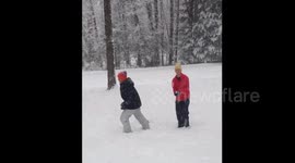 Blizzard in New Hampshire snowball fight