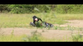 Crashing on and lifting a motorcycle on sand