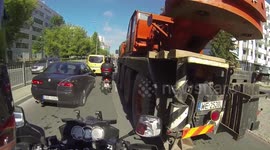 Crane makes space for riders in a traffic jam