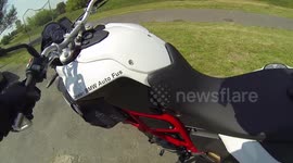 Making holes in tarmac with motorcycle's side stand