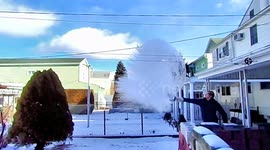 Boiling water turns to snow in freezing Pa