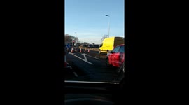 Nine - NINE! - drivers ignore UK temporary traffic light