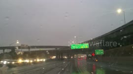 Driving on a Rainy Freeway  (evening)