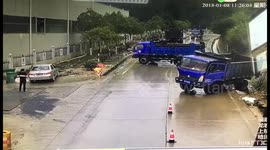 Security camera captures bizarre accident on Chinese road