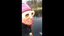 Ice skating in Sweden on lake-ice