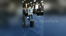 Self-driving luggage follows man around CES 2018