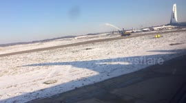 Truck removing snow at Stansted Airport