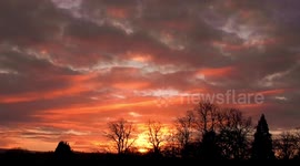 Beautiful sunset and cloud formation time lapse