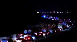 Standing Traffic On M1 In Leeds As Lorry Overturns