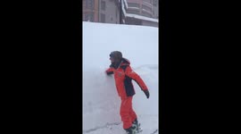 Skier creates 'mini-avalanche' in French Alps snow embankment