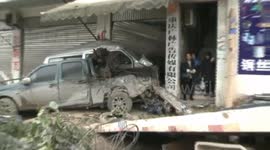 Out-of-control lorry smashes into shop facade