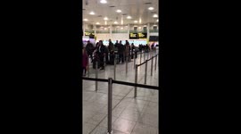 Gatwick Christmas Ryanair Baggage Queue.