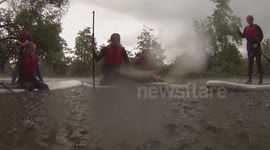 Heavy downpour on SUP session