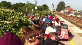 Long queues for trains from Glastonbury
