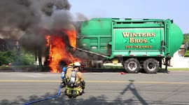 River Road Garbage Truck Fire (Shelton, CT) 7/1/14