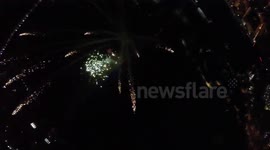 Pops on the River Fireworks Display in Little Rock Arkansas (AERIAL)