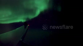 The Aurora Borealis from an airplane over Iceland