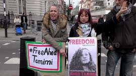 Protest in support of Ahed and Palestinian Child prisoners outside US Embassy, London, UK