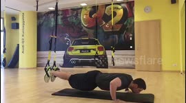 Push up on TRX suspension trainer