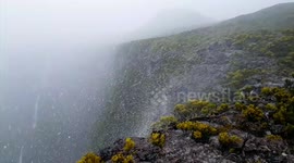 Rare reverse waterfall filmed on French island