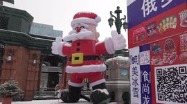 Snowing in Harbin,China, one of the country's coldest cities