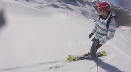 Heli Skiing in New Zealand funny fall
