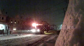 Fire apparatus responding in a snow