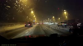 Snow January 2018 M6 M56 Junction motorway