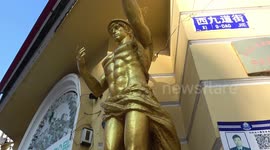 Under-dressed statues out in the cold in Harbin,China where temperatures drop to minus 30c