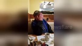 US veteran brought to tears as 'waiter' surprises him