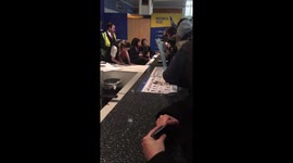 Ryan air customer service telling a group of people they can’t do anything