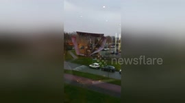 Storm winds in The Netherlands down huge billboard