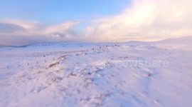 Beautiful Drone Footage Of Snow Covered Mountain