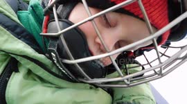 Sleigh Sleep Toddler falls asleep while playing in the snow