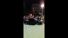 Scene from the beach after car hit Copacabana pedestrians