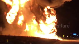 Huge double-tanker carrying 50,000 litres of fuel explodes in Utah