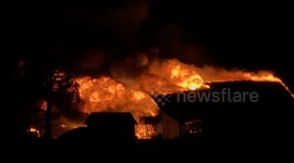 Massive Barn Burns Down in Raging Fire - Langley BC